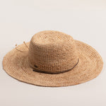 Natural colored straw hat on a light beige background
